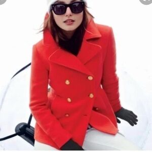 J. Crew Bold Holiday Red Wool Blend Double Breasted Coat Size 8 Petite